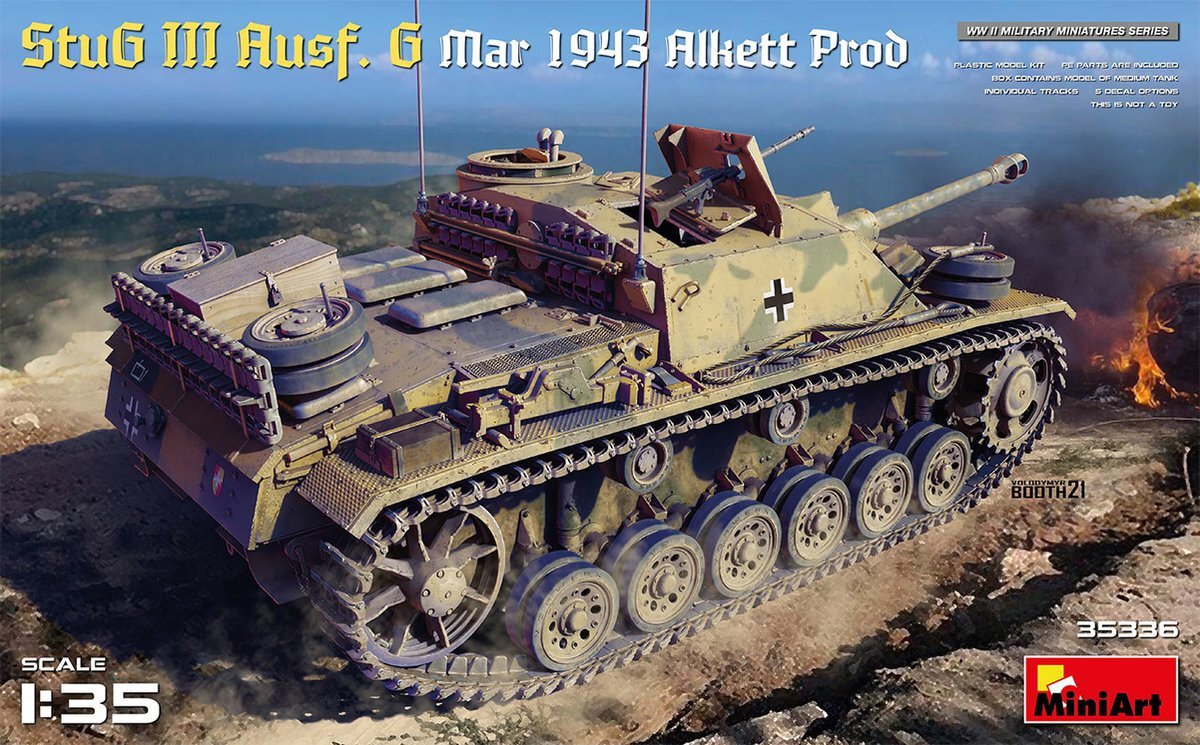 MiniArt MIN35336 1:35-StuG III Ausf G Mar 1943 Alkett Prod Schaal Model kit, Gegoten Kleur
