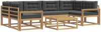 vidaXL Hoek loungeset 6 zitplaatsen Acacia hout Wit en antracietkleurig