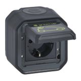 LEGRAND, Plexo AP-EV-stopcontact voor vochtige ruimtes, opladen van elektrische voertuigen, IP55 - IK08, 230 V, 16 A, automatische aansluitingen, Schuko-standaard, geïntegreerde klapdeksel