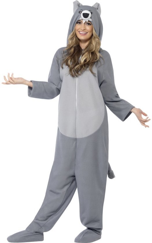 Smiffys Wolvenpak Onesie Wolf kostuum verkleedkleding heren maat M 48-50