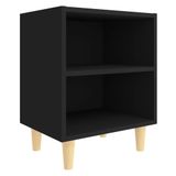 VidaXL Nachtkastje met massief houten poten 40x30x50 cm zwart