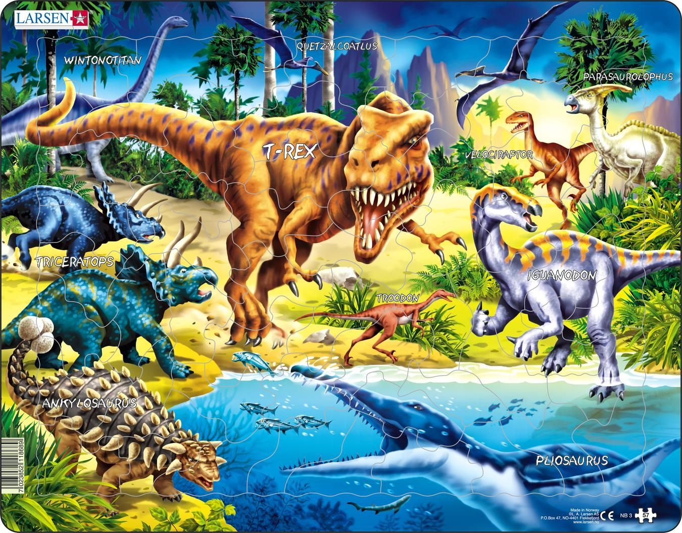 Larsen Maxi Dieren Dinosaurussen uit het Krijt tijdperk - 57 stukjes - Puzzel
