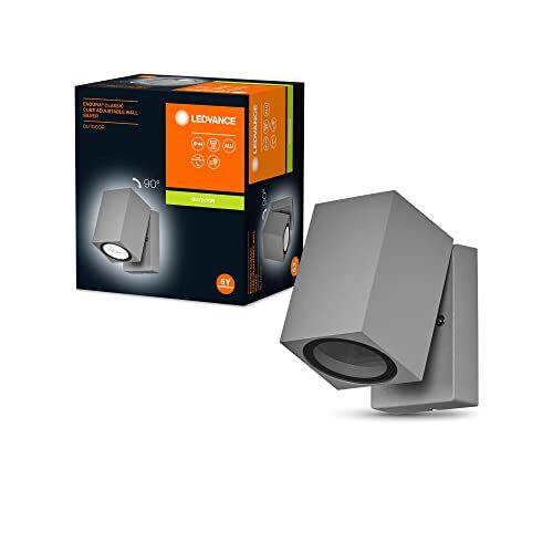 Ledvance ENDURA Classic Cube ADJ WALL buiten wandlamp, zilver, GU10 voet (max 35W), kan worden uitgerust met een normale of slimme lamp, richtbare kop, IP44 bescherming