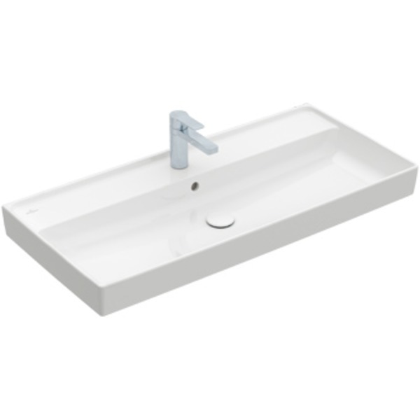 Villeroy & Boch Collaro meubelwastafel 100x47cm m. overloop m. 1 kraangat ceramic+ wit 4A331GR1 4A331GR1