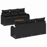 vidaXL Banc de jardin 7 pièces Noir Polyrotin