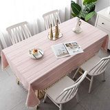Pahajim Pink Stripes Rectangular/Oval 140x200cm Cotton Linen Tablecloth