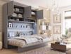 CONCEPTION PRO Lit mural escamotable 120x200 cm gris mat (horizontal) avec surmeuble