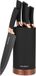 Klausberg 7614 Set de couteaux avec bloc à couteaux - 6 pièces - Acier inoxydable - Noir
