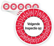 Merkloos / Sans marque Ricard Keuringsstickers Volgende Inspectie 2027 | 50 stuks, Ø 35 mm | Buiten Rood