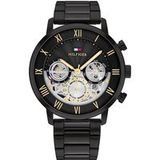 Tommy Hilfiger Analoog Multifunctioneel Kwartshorloge Voor Heren Met Zwarte Roestvrijstalen Armband - 1710706