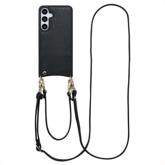 Selencia Hoesje - Geschikt voor Samsung Galaxy S24 Plus / S25 Plus - Backcover met koord en pashouder - Zwart