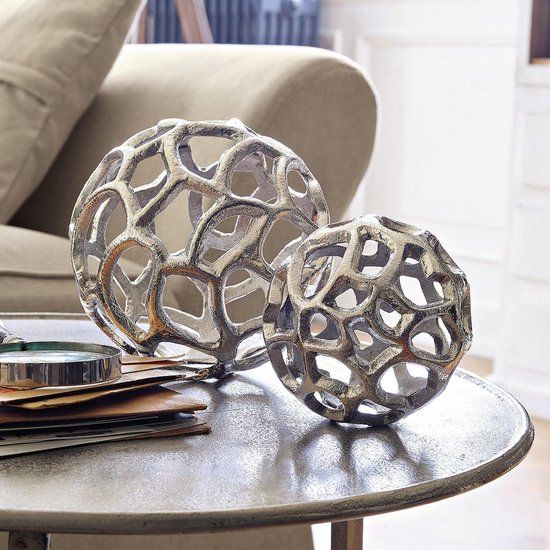 LOBERON Decoratieve bal, set van 2 Venay zilverkleurig