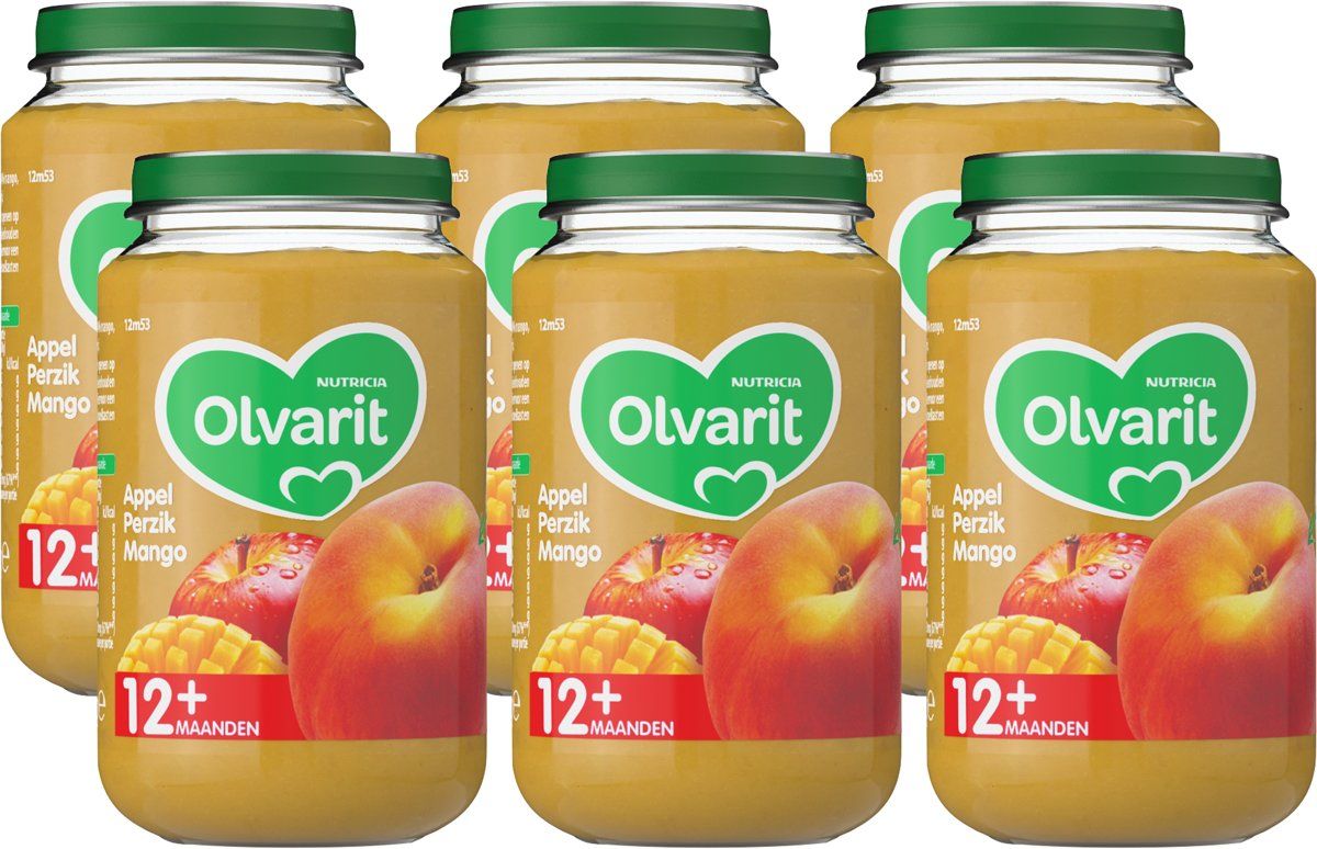 Olvarit babyvoeding appel perzik mango 12 mnd 6 x 200 gram