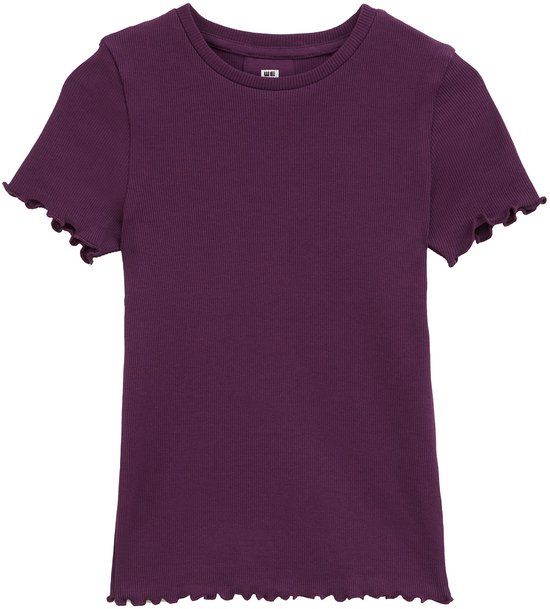 WE Fashion Meisjes slim fit T-shirt met ribstructuur