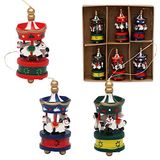 Dekohelden24 Houten boombehang als set van 6, motief: carrousel, ca. 6 cm