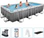 Bestway Power Steel Piscine - 549x274x122 cm - Impression rotin - Rectangulaire - Avec pompe de filtration + accessoires