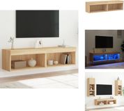 vidaXL Tv-meubels met LED-verlichting, 2 stuks, 60x30x30 cm, Sonoma eiken