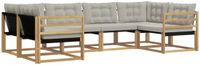 vidaXL Hoek loungeset 6-delig Wit en Lichtgrijs Acacia Hout