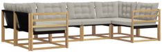 vidaXL Hoek loungeset 6-delig Wit et Gris Clair Acacia Bois