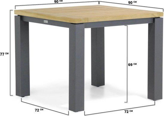 Garden Collection Lifestyle Veneto Dining Tuin Eettafel - 90 x 90 cm - Old Teak Greywash