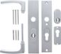 Starx Deurkruk op schild - Aluminium F1 - Aluminium - Starx Deurklink op SKG*** met kerntrekbeveiliging 195x50mm PC55/72 Aluminium F1