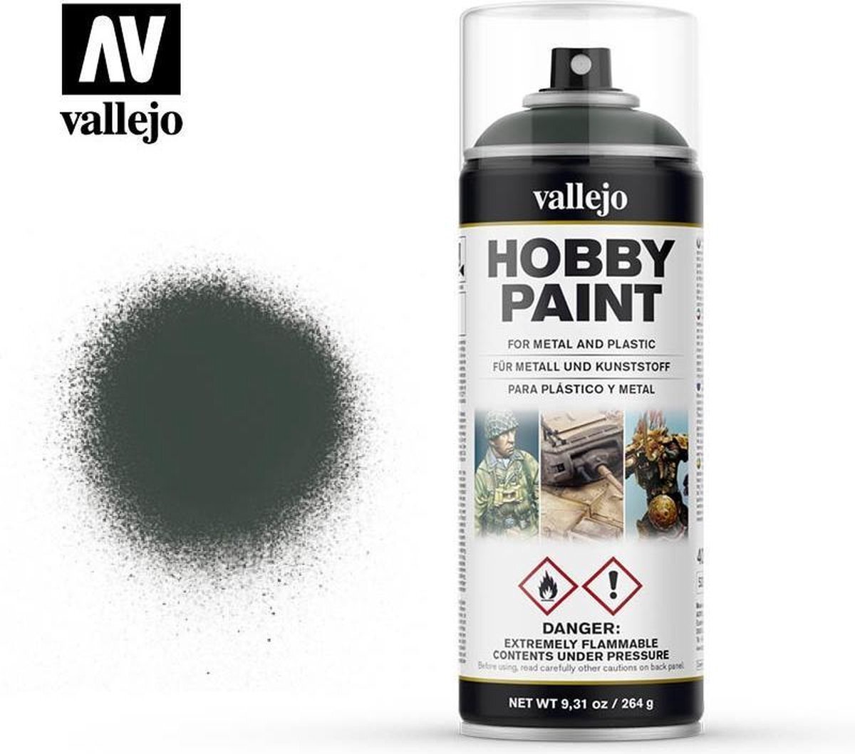 Vallejo 28026 Dark Green Primer - Spray - 400ml Verf spuitbus