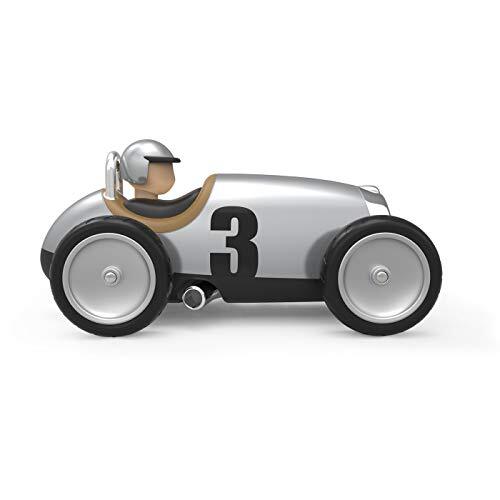 Baghera | Mini Toys Cars | Raceauto Zilver | Retro Ride On Car | Duurzaam ABS Plastic | Voor kinderen van 12 maanden en ouder | Een ideaal babyshower of verjaardagscadeau