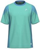 HEAD RACKET Slice T-shirt Manches Courtes Turquoise / Airforce Blue Polyester Colorblock Hommes XL