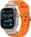 Strap-it Luxe 'Adventurer' siliconen band - geschikt voor Apple Watch Series 1/2/3/4/5/6/7/8/9/10/11/SE/SE2/SE3/Ultra (2/3) - grote maten 44mm / 45mm / 46mm / 49mm (oranje met titanium)