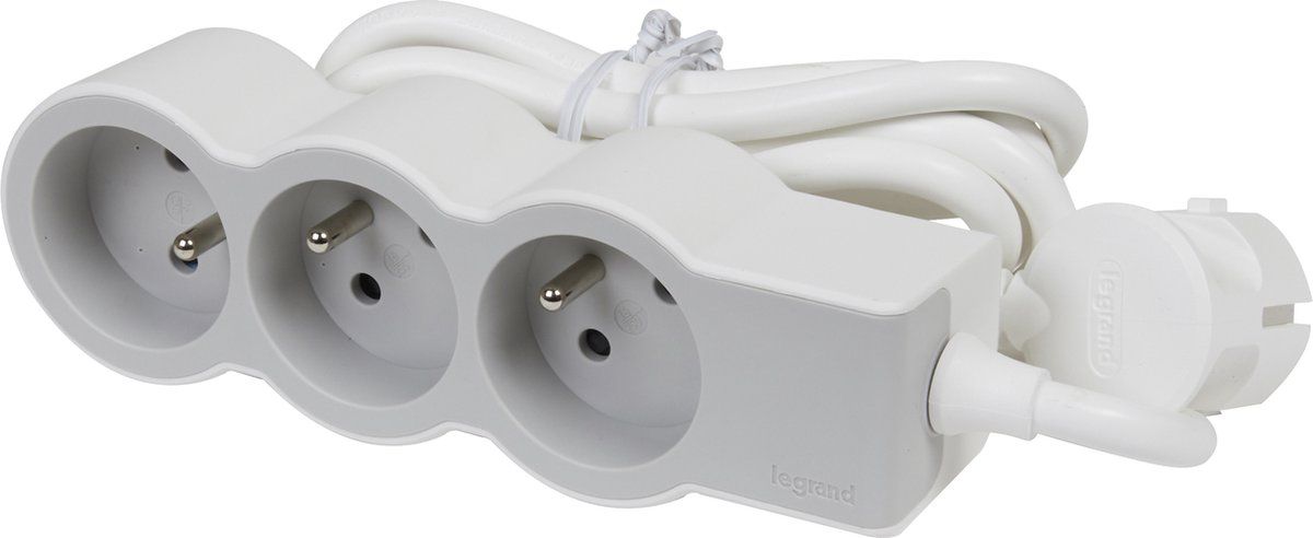 LEGRAND Standaard contactdoos 3x2P+A met 3m snoer - wit