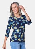 Goldner Jerseyshirt Bedrukt shirt met all-over patroon