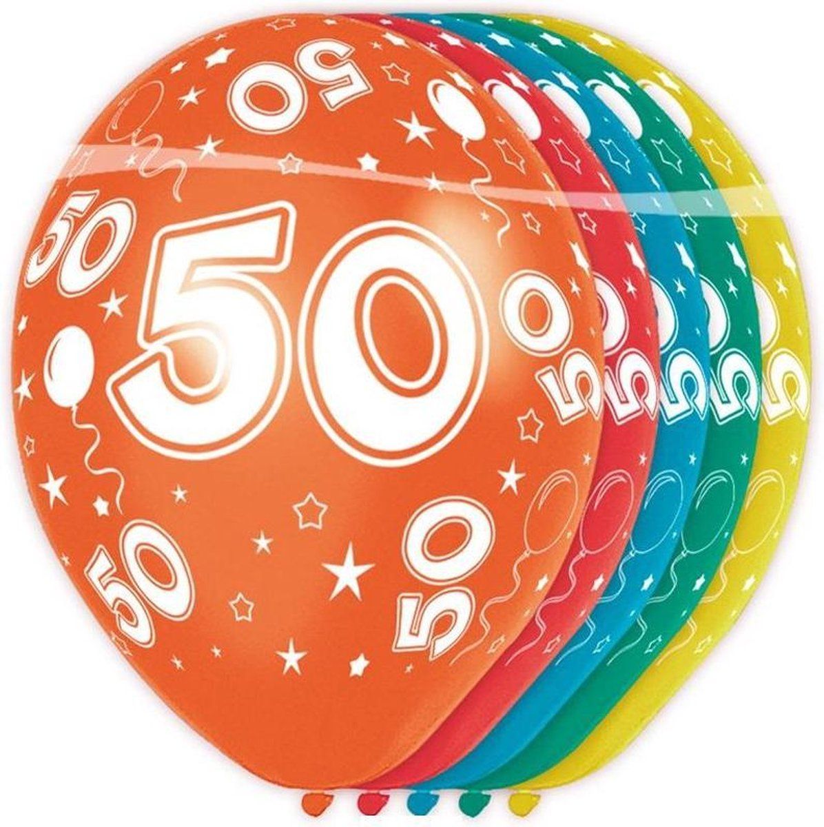 Folat 50 Jaar Verjaardag Ballonnen 5 stuks - Multicolor - EAN: 8714572193504