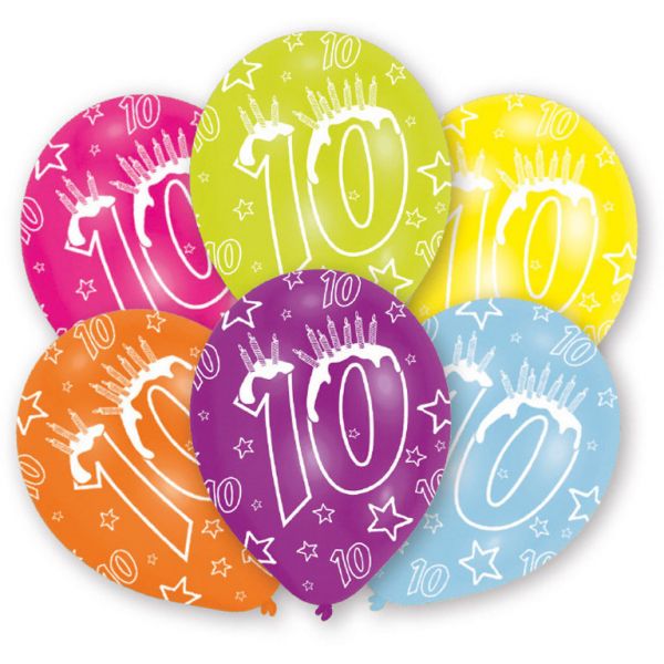 Amscan Ballonnen 10 jaar 27,5 cm 6 stuks - Multicolor