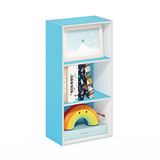 Furinno Luder boekenkast met 3 niveaus, open plank, lichtblauw/wit