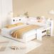 MODFU - Bedbank - Wit - Met Uitschuifbed, Bureau en LED-verlichting