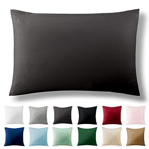 Alreya Renforcé kussensloop 40 x 60 cm - 100% katoen met YKK-ritssluiting, superzachte kussensloop, kussenhoes, Oeko-Tex®-standaard gecertificeerd, Antraciet, alleen kussensloop