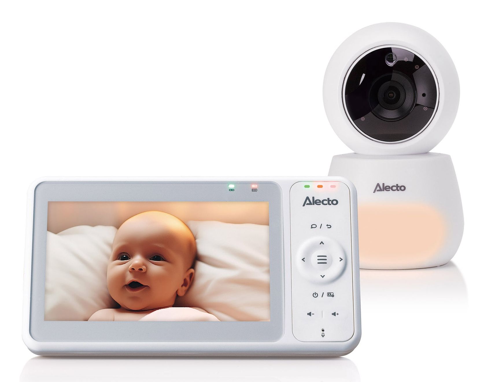 Alecto Babyfoon met Camera - Pro Collection - HD Camera - Groot 5 inch Scherm - Op afstand bestuurbaar - Uitbreidbaar tot 4 camera's - Nachtlampje - DVM2050 - Wit