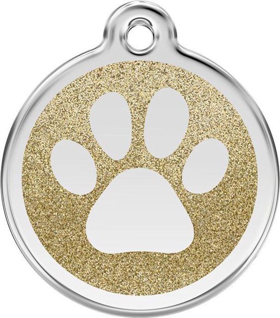 Red Dingo Hondenpenning 20 mm pootje glitter goudkleurig
