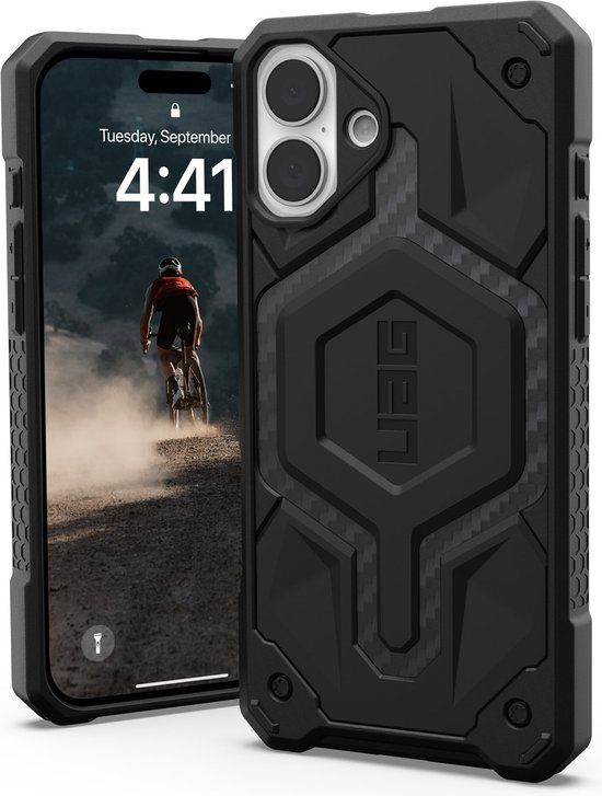 Urban Armor Gear Monarch Pro Hoesje geschikt voor Apple iPhone 16 Plus | Compatibel met MagSafe | Back Cover | Carbon Fiber