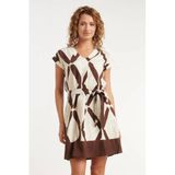 Smashed Lemon rayon korte jurk met print - ecru
