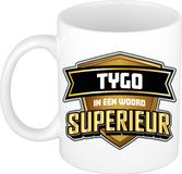 Bellatio Decorations Naam mok Tygo - wit - Superieur - keramiek - 300 ml - collega beker - cadeau