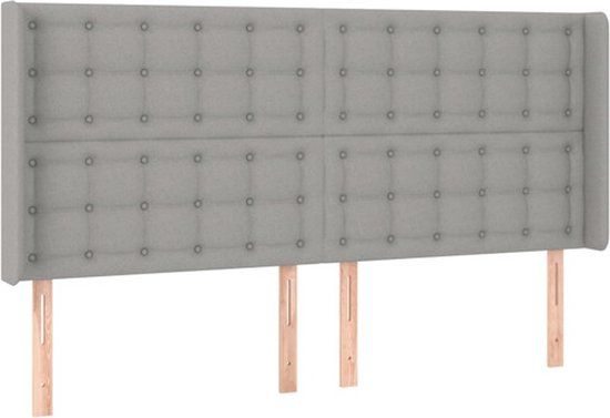 vidaXL Hoofdbord met randen 203x16x118/128 cm stof lichtgrijs