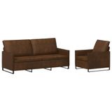 vidaXL - Bankstel - 2 pcs - Bruin - Kunstsuède - stof