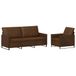 vidaXL - Bankstel - 2 pcs - Bruin - Kunstsuède - stof