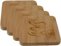 CEPEWA Set van 8x stuks houten vierkante glazen onderzetters 10 x 10 cm