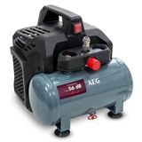 AEG Compressor KL6, stille en krachtige persluchtcompressor voor werkplaats, huishouden, hobby, veelzijdig bruikbaar, onderhoudsvrij, olievrij, 56 dB, 1,5 pk motorvermogen, 6 l tank, 8 bar, 206 l/min