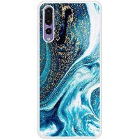 P20 Pro Marbre Bleu Pailleté Bedrukt siliconen hoesje