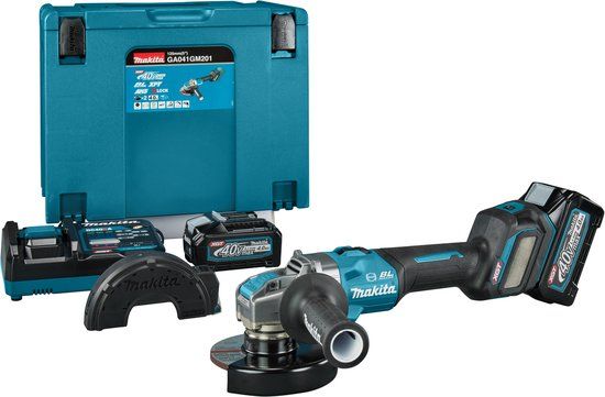 Makita GA041GM201 Accu Haakse Slijper 125mm X-LOCK AWS-Ready XGT 40V Max 4.0Ah in Mbox