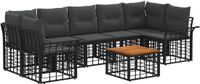 vidaXL Buiten bankenset 8 st Zwart en Donkergrijs poly rattan