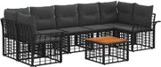 vidaXL Buiten bankenset 8 st Zwart en Donkergrijs poly rattan